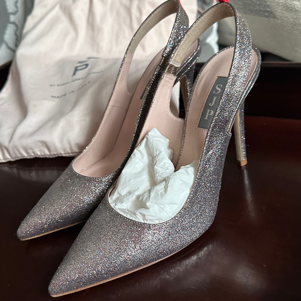 SJP by Sarah Jessica Parker Glittery Silver Pumps